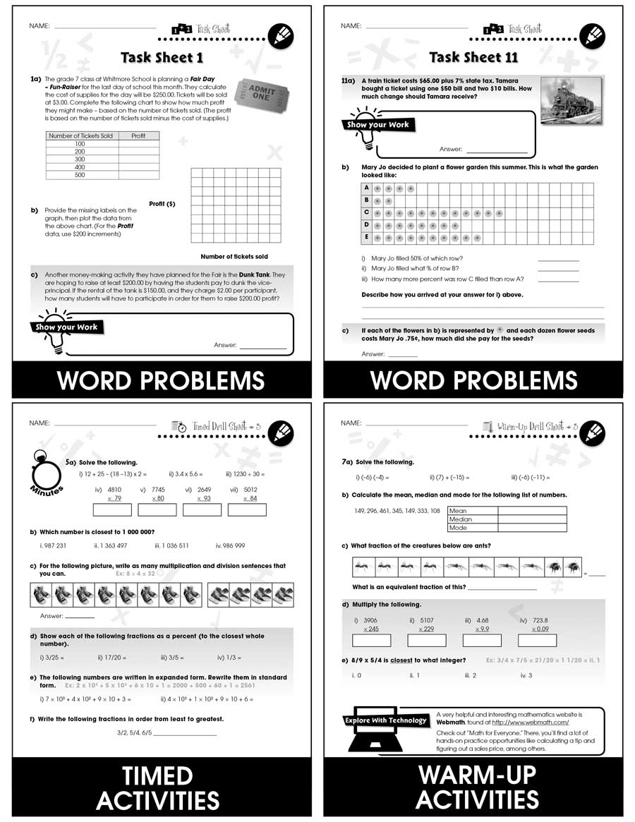 Number & Operations - Task & Drill Sheets Gr. 6-8 - eBook